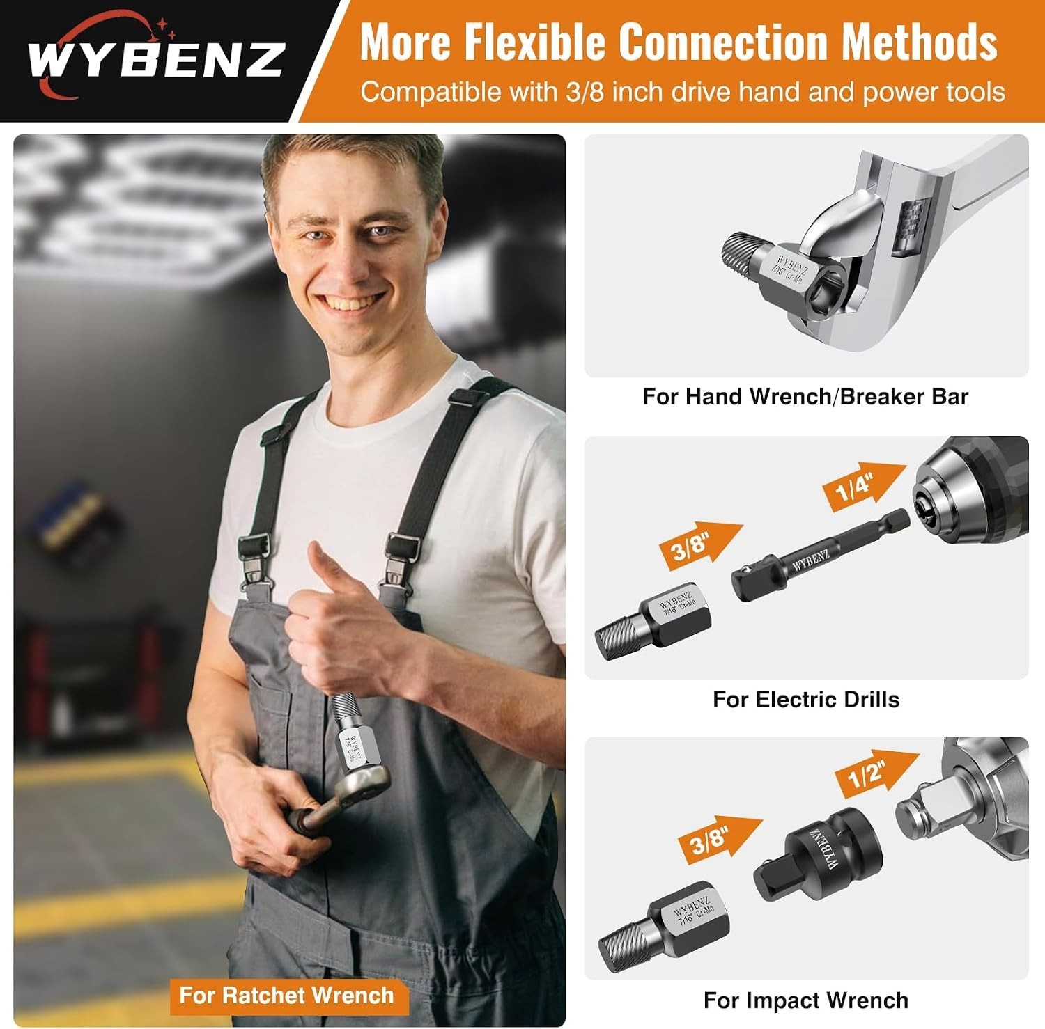 High-Quality 17-Pcs Bolt Extractor Set with Multi-Spline Design and Adapters