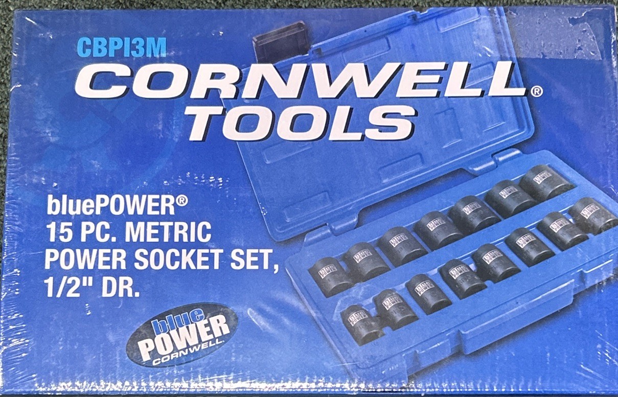 Cornwell Tools Blue Power CBPI3M 15pc Metric 1/2″ Driver Power Socket Set 10-24M