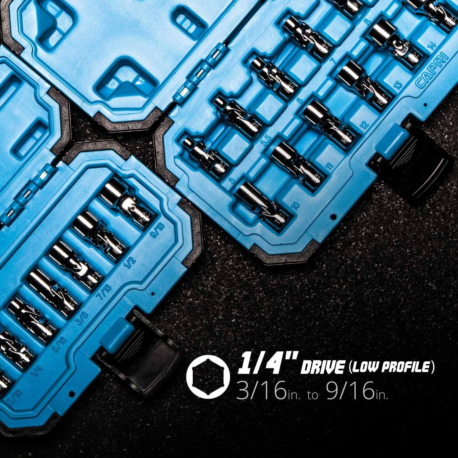 Capri Tools 1/4 in. Drive Universal Socket Set, 5-15 mm Metric, 12-Piece