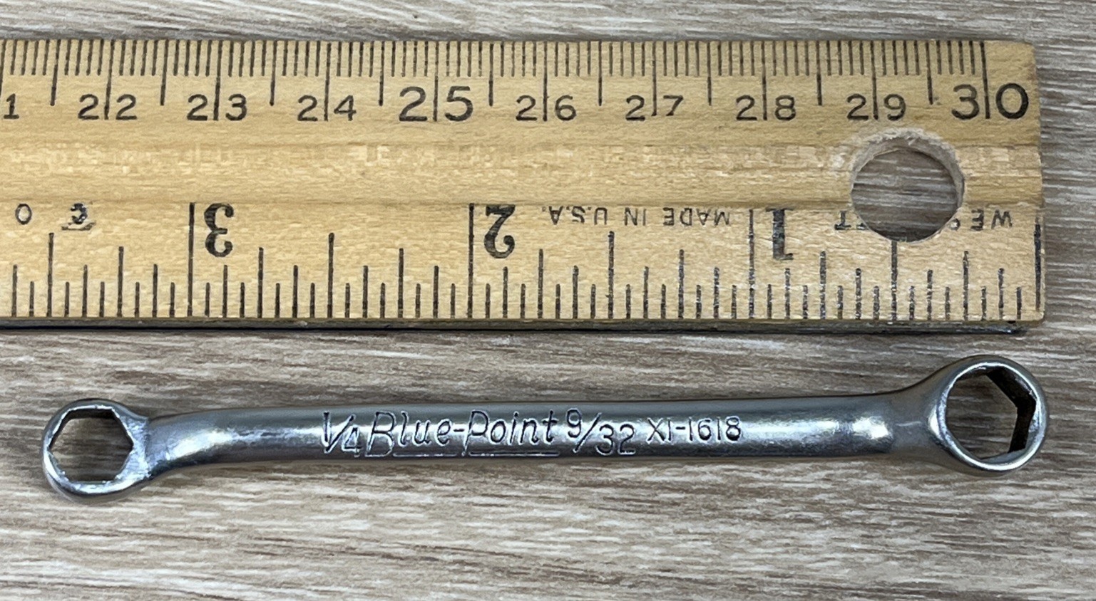 Blue-Point 1/4″ & 9/32” Box End Combination 6-Pt Hand Wrench X1-1618 Vintage