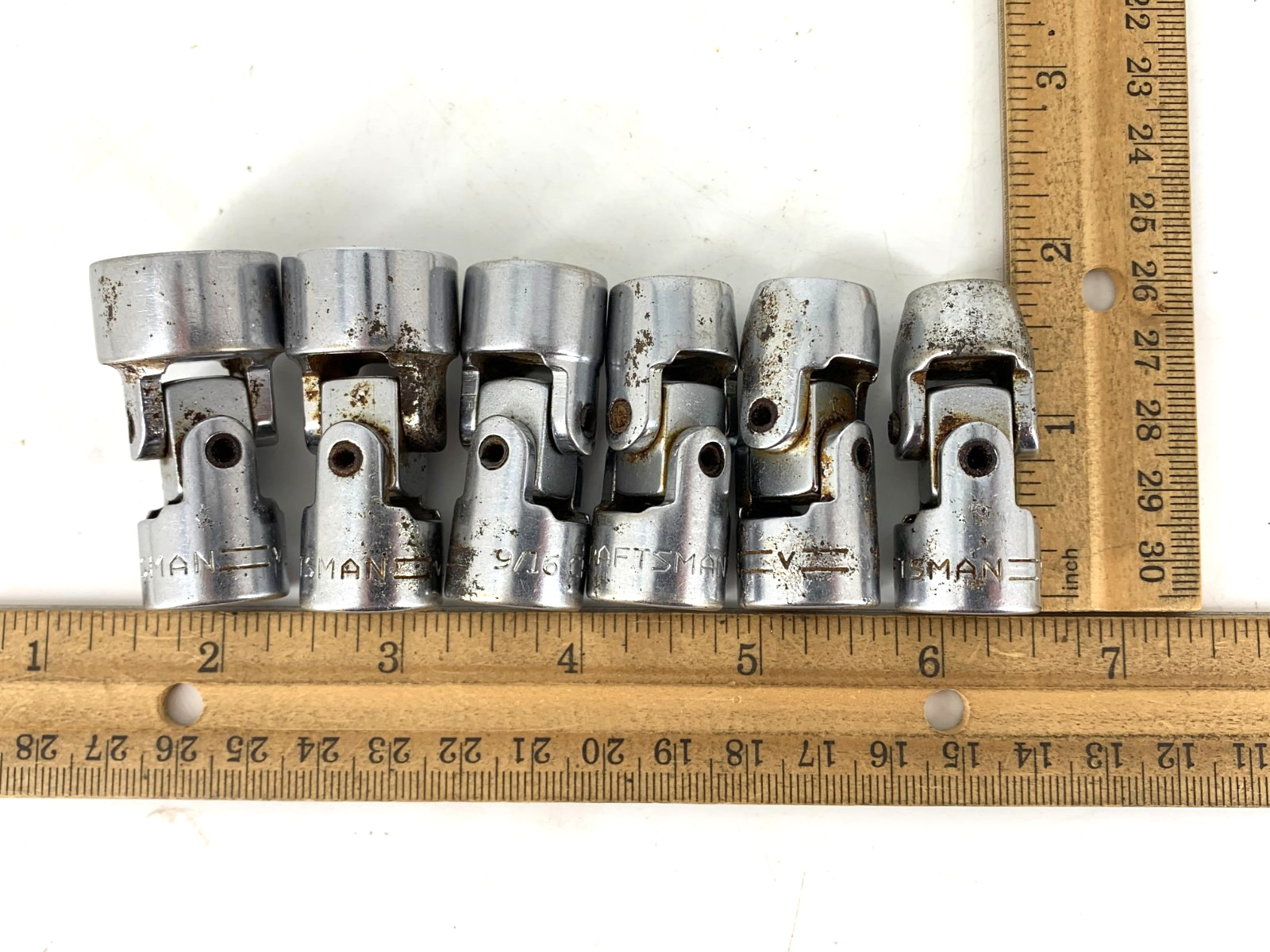 Craftsman (6) Universal Joint Sockets 3/8 Dr V 3/8, 7/16, 1/2, 9/16, 11/16, 3/4