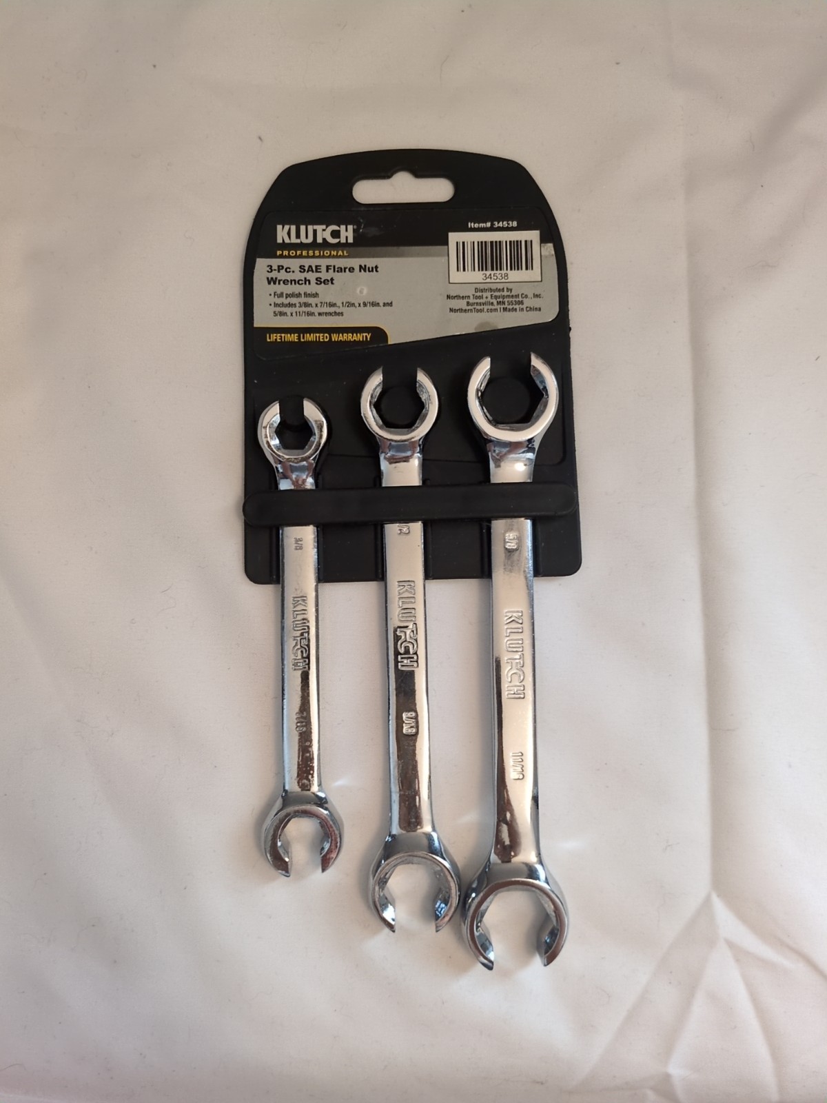 Klutch 3-piece SAE Flare Nut Wrench Set. NOS, Brand New