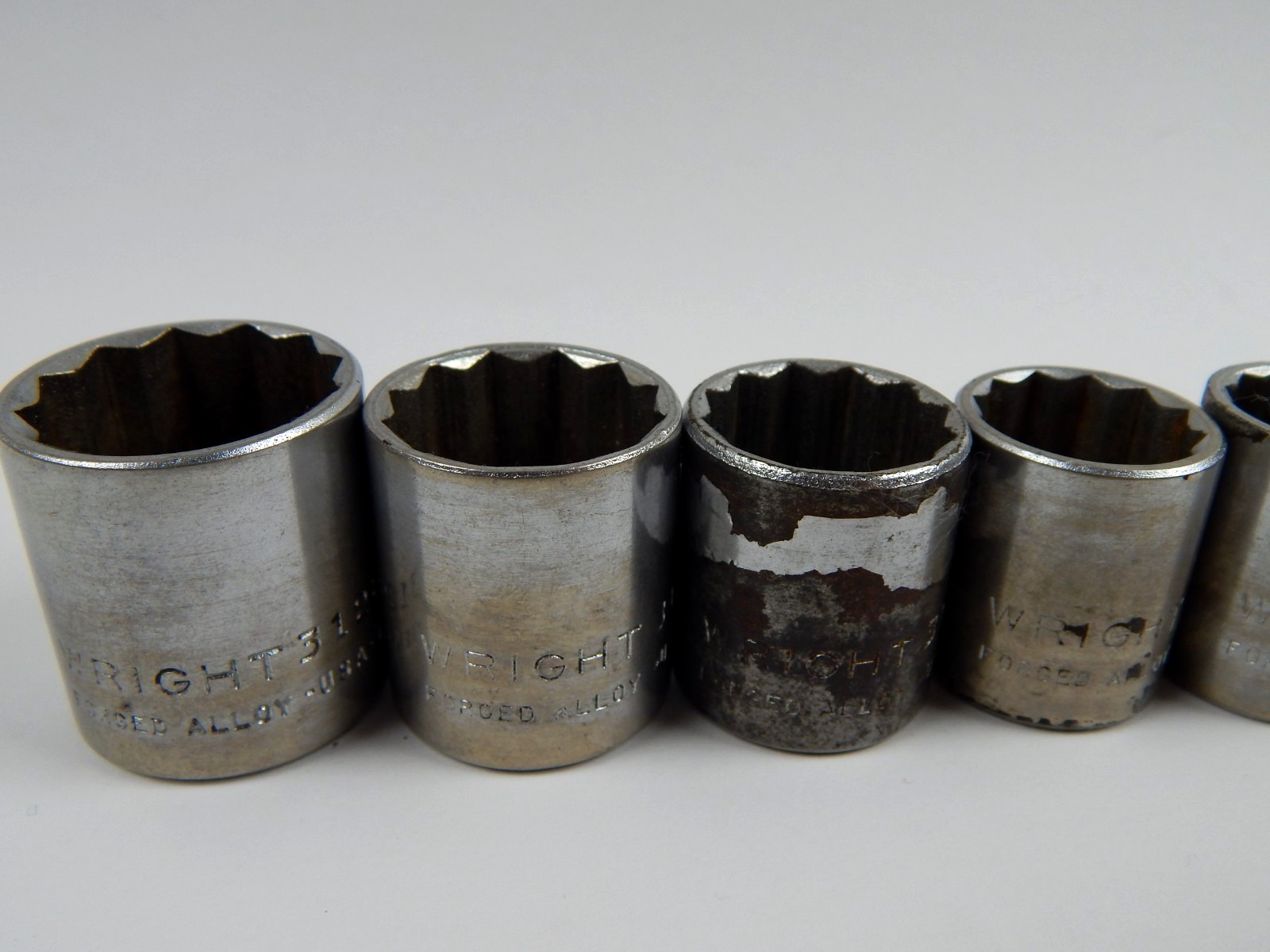 Vintage Wright Tools 3/8” Drive Shallow SAE Sockets 3/8″ to 7/8″ 3012 to 3128