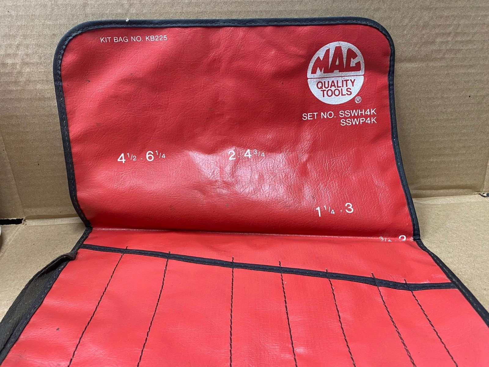 MAC Tools KB225 Kit Bag Pouch Spanner Wrench Set SSWH4K USA No Tools Included