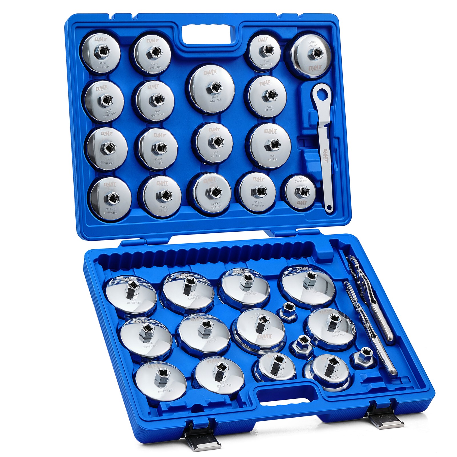 OMT Auto Oil Filter Socket Wrench 1/2″ Drive Cap Removal 37 pcs Steel Cup Type