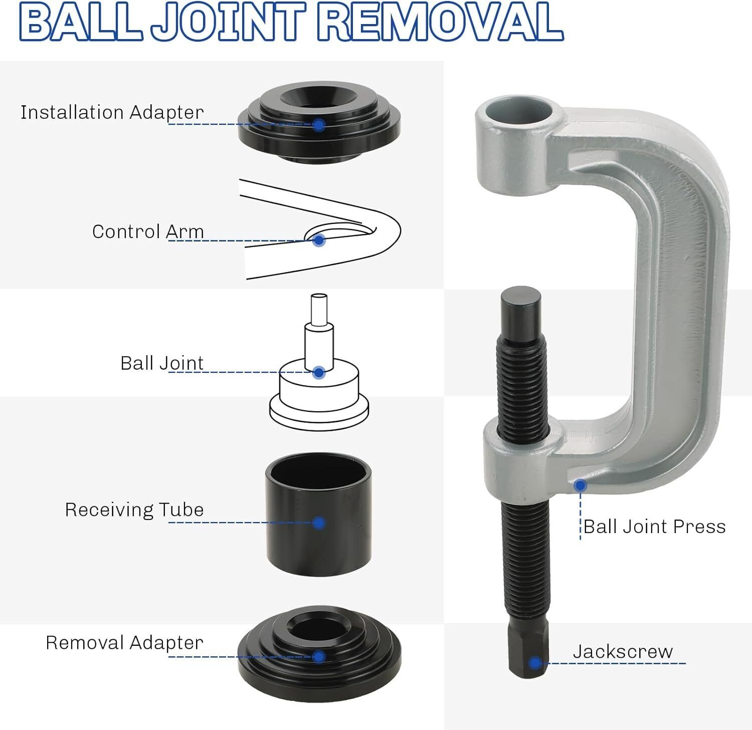 Heavy Duty 4 in 1 Ball Joint Press & U Joint Removal Tool Kit with 4×4 Adapters