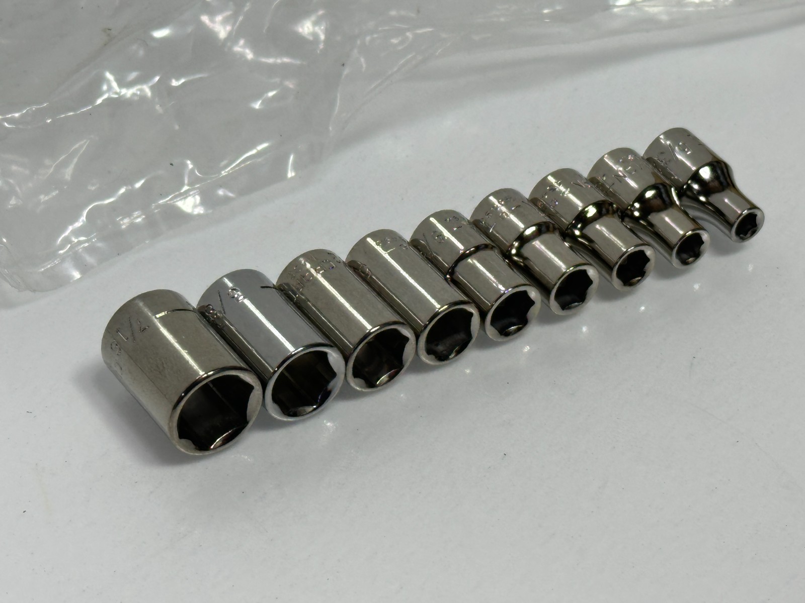 🇺🇸 Craftsman Tools USA G 9pc SAE 5/32-7/16″ Shallow Socket Set 1/4″ Drive, NOS