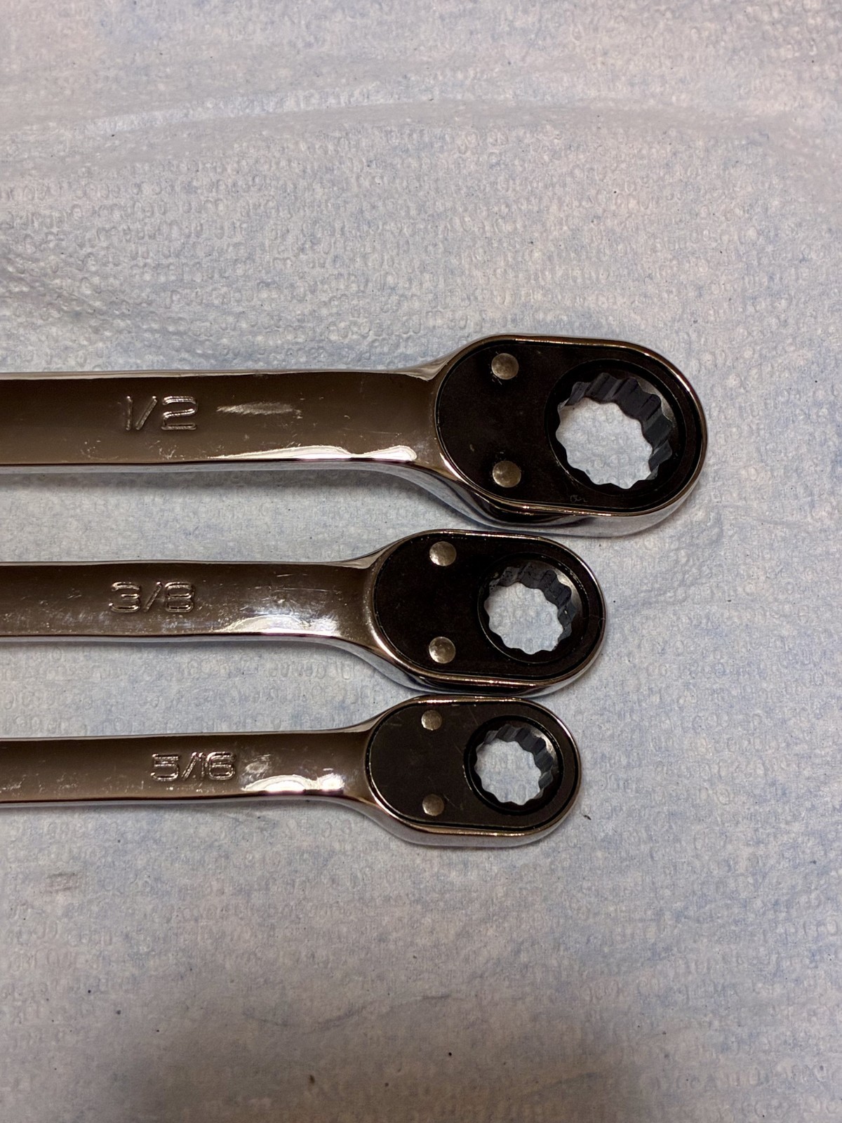 Snap-on SAE Ratcheting Wrench 3pc Set SOXRR 1/2” 3/8” 5/16” No Initials