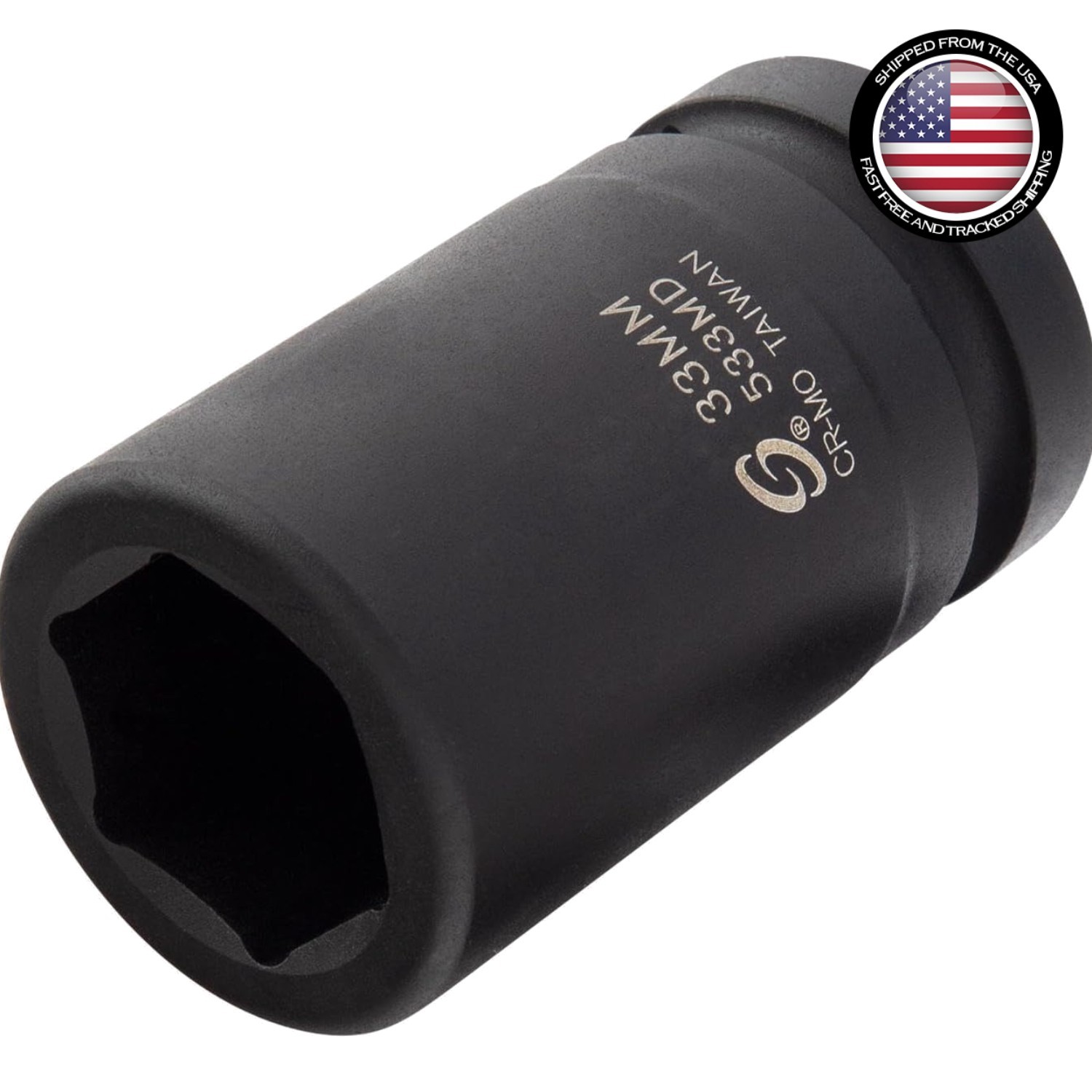 33mm Deep Impact Socket, 1 Inch Drive, Chrome Molybdenum Steel, Manganese Finish