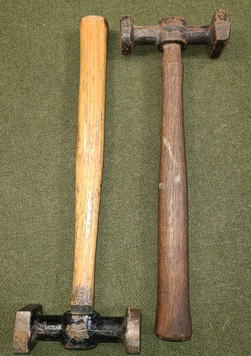 Vintage (1) ABC Auto Body Sheet Metal Round Square Hammer Tool + (1) Unmarked