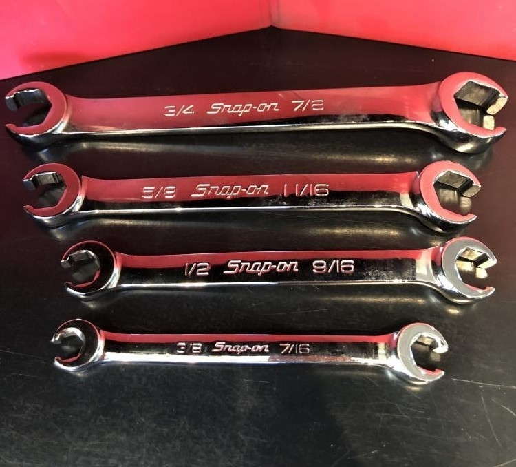 Snap-on RXFS series Flank Drive Double-End Flare Nut Wrench 4Pc Set SAE