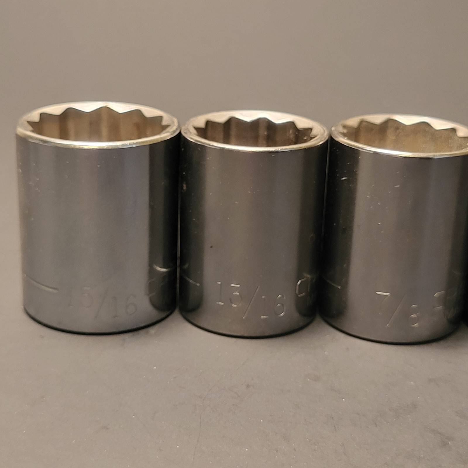 Craftsman made in USA 9 piece 1/2” dr socket set 12 pt 7/16” to 15/16”