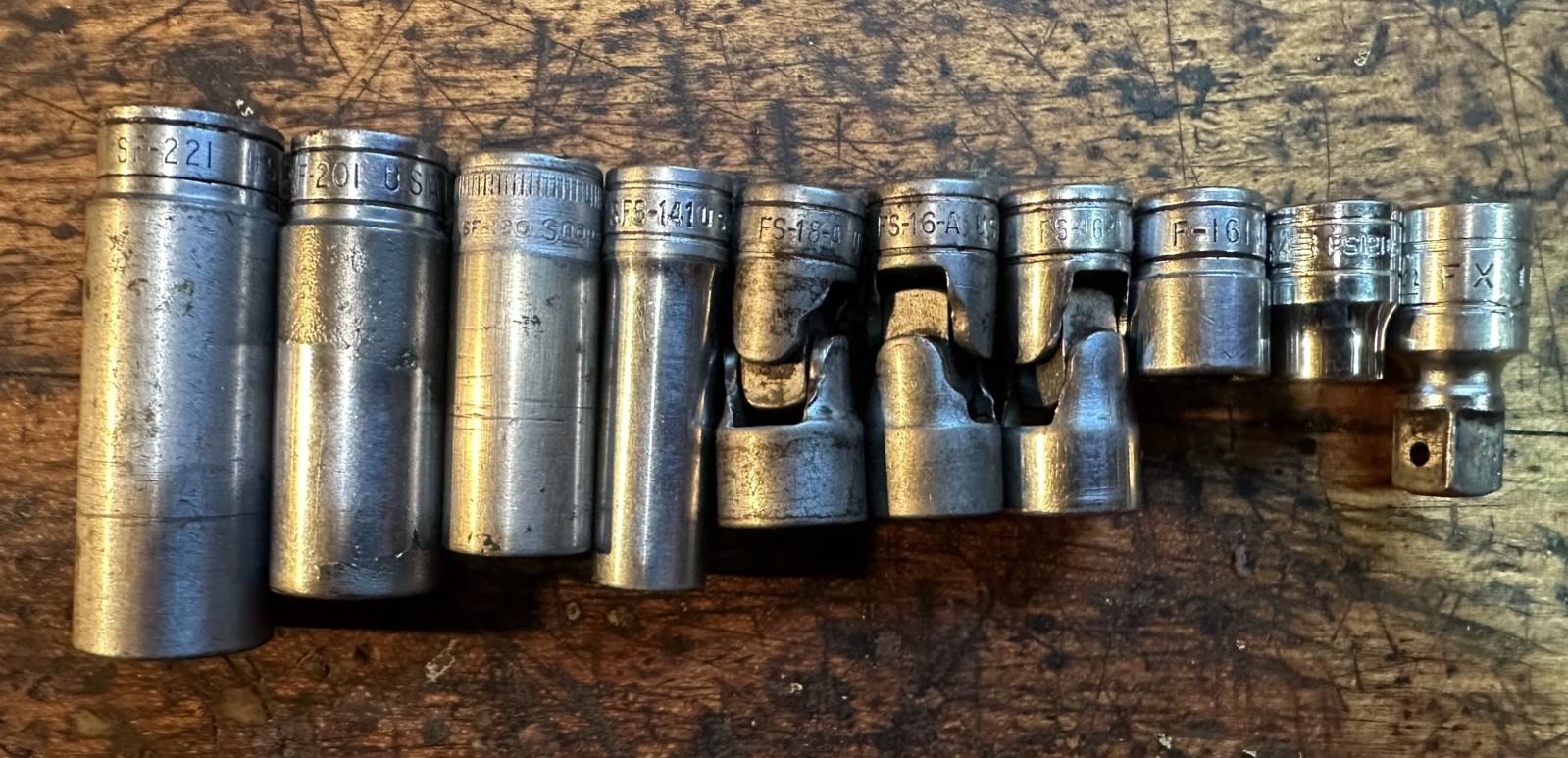 SNAP ON 11 pcs 3/8 Drive Set, 1-3/8 Ratchet, 9-Sockets, plus 1- 1” Extension