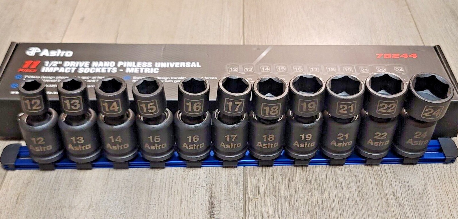 Astro Pneumatic 1/2″ dr Metric Pinless Nano Universal Impact Socket Set #78244