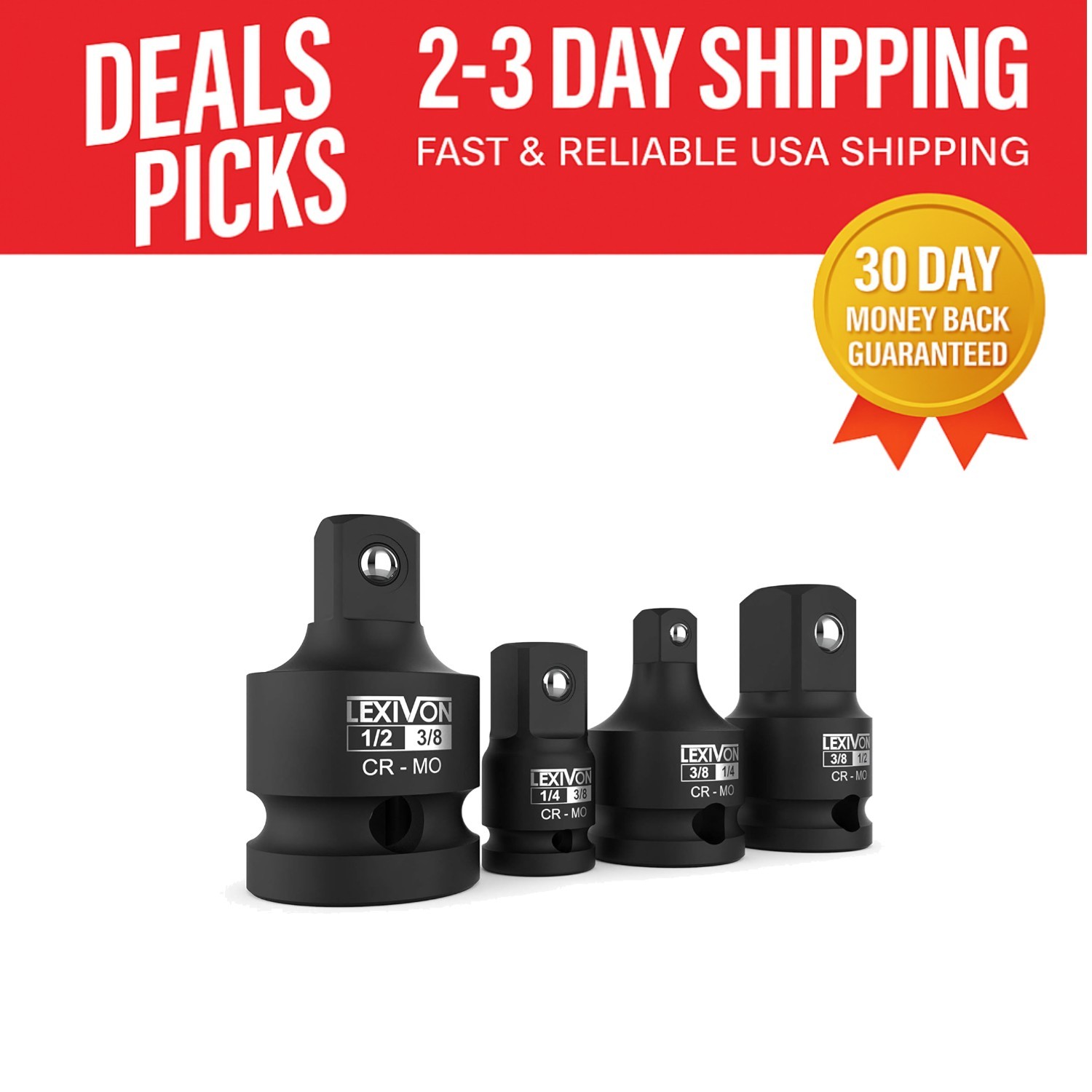 Lifetime 4-Piece Impact Adapter Set | Secure & Sturdy Construction