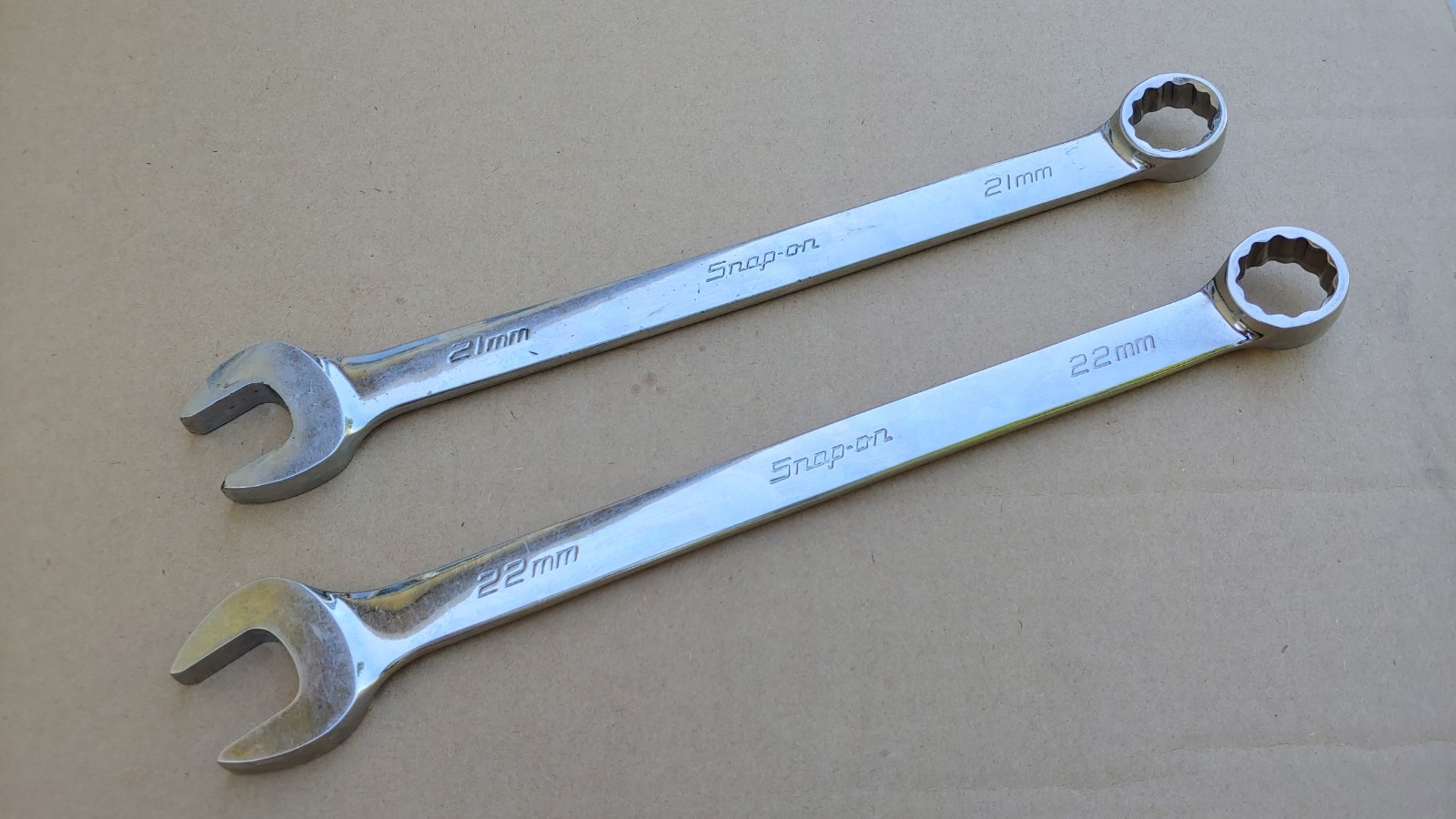 Snap On 2 Piece Combination Wrench Set 21MM OEXM210B 22MM OEXM220B