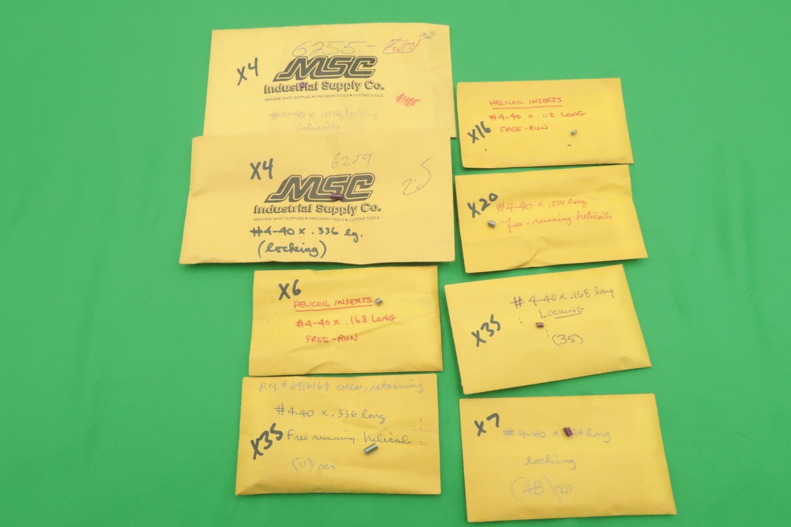 Helicoil Insert Lot 616 Count 6-32 8-32 2-56 4-40 10-32 1/4-20