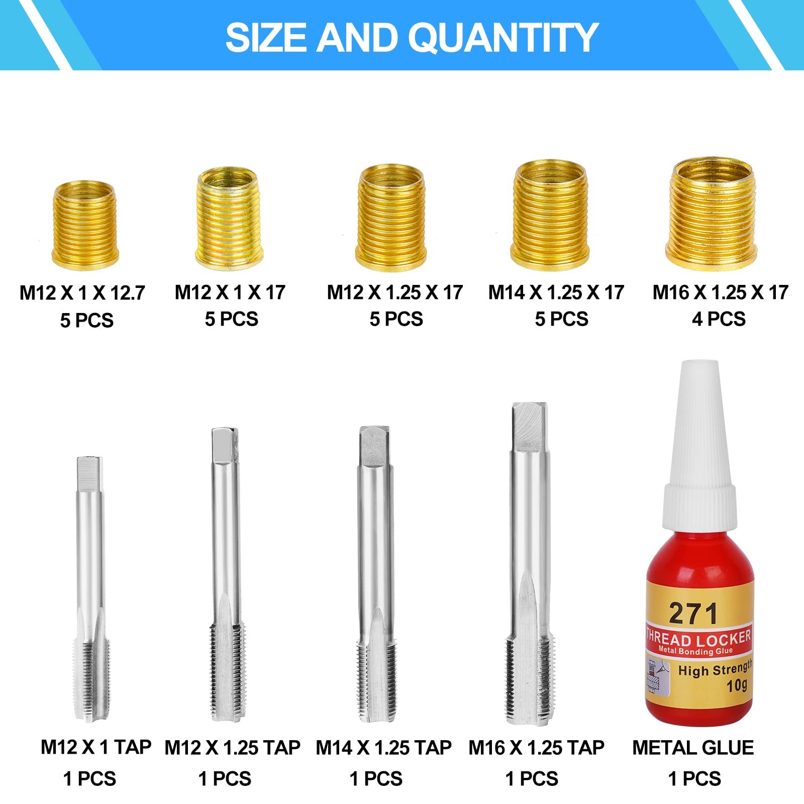 Spark Plug Thread Repair Kit, 28 PCS 4 Sizes High Speed Steel Tap and 5 Sizes…