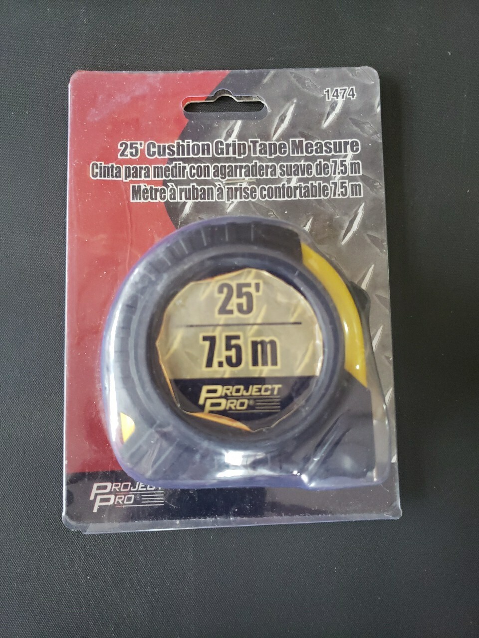 PROJECT PRO Tool 25′ -7.5M Cushion Grip Tape Measure New
