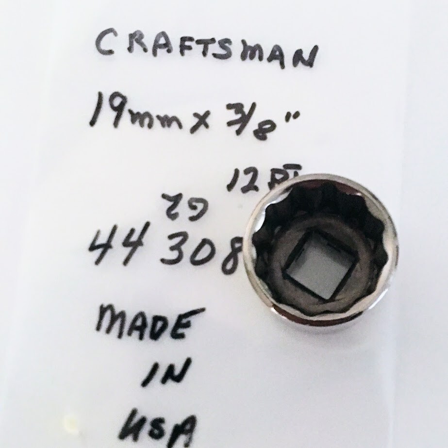 Craftsman Standard Socket 19 mm x 3/8″ -G2 44308 – 12pt – Made in USA