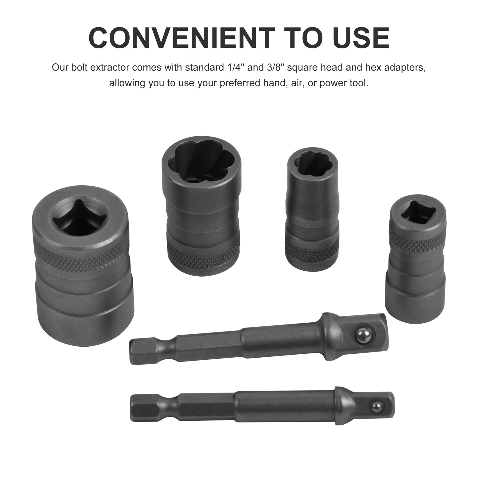 32pc Bolt Extractor Set, Impact Bolt & Nut Remover Set, 1/4″ & 3/8″ Square Drive
