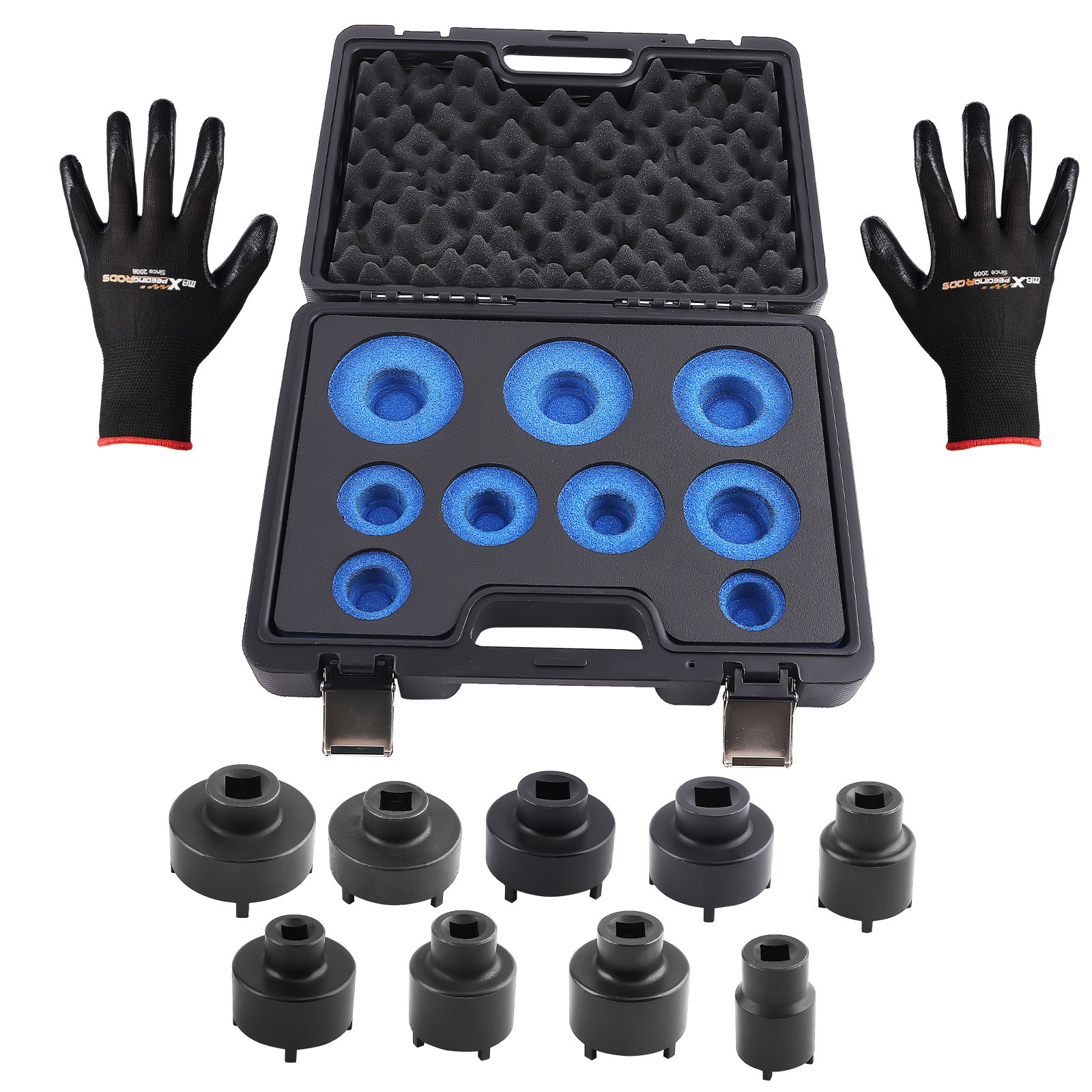 Socket Set Grooved Lock Nuts Tool External Teeth 1/2″DR & 3/4″DR KM4-KM12 New