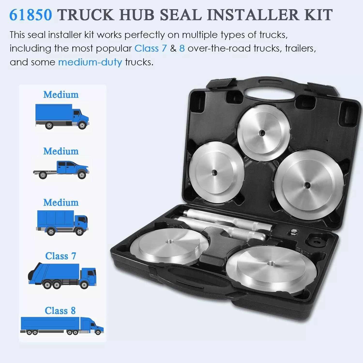 61850 Truck Hub Seal Installer Kit for Class 7 Class 8 Duty Road Trucks Trailers