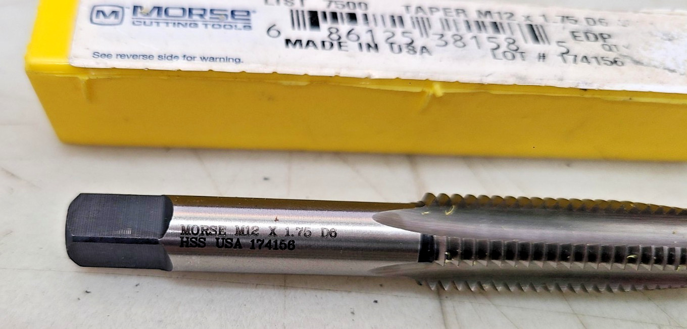 Morse 174156: M12 x 1.75 D6 Plug Hand Tap HSS USA 4 Flute EDP