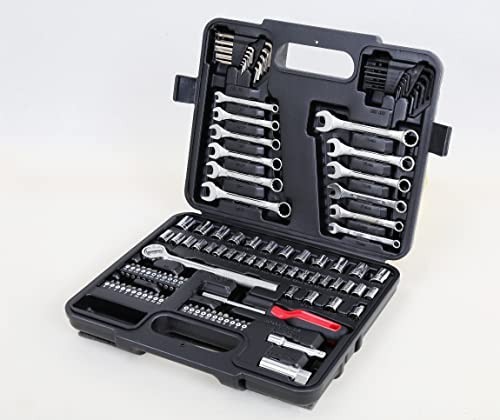 121-Piece Mechanic Tool Set – Metric & Standard Socket Wrench Kit for Home, Auto