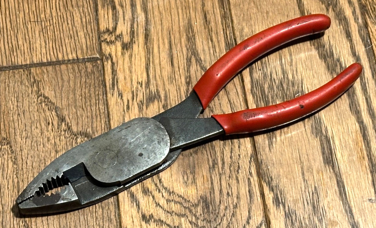 🇺🇸 Snap On Tools HIGH Leverage Slip Joint Pliers 8 Long Combination Adjust Red