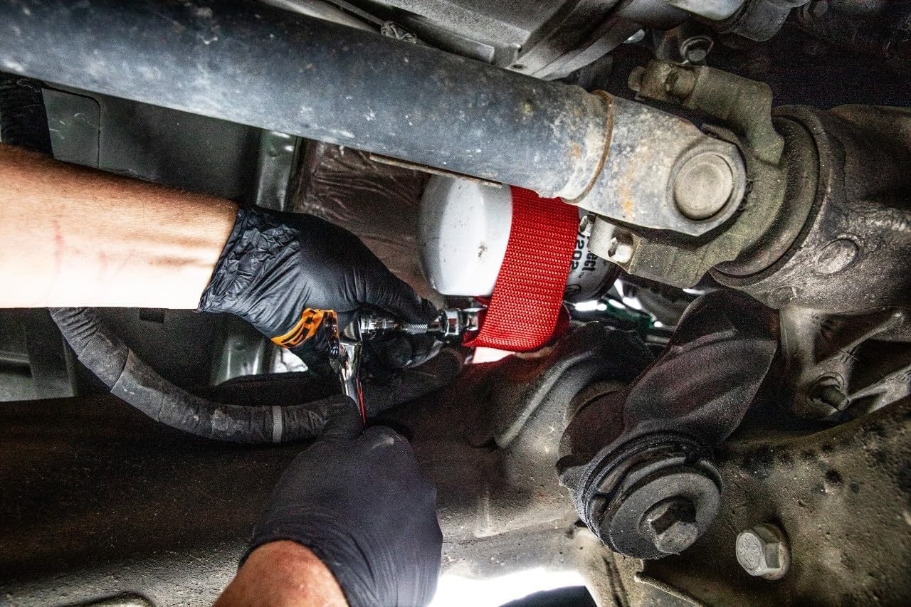 Versatile 3/8″ & 1/2″ Drive Oil Filter Strap Wrench – 32 Inch, High Strength