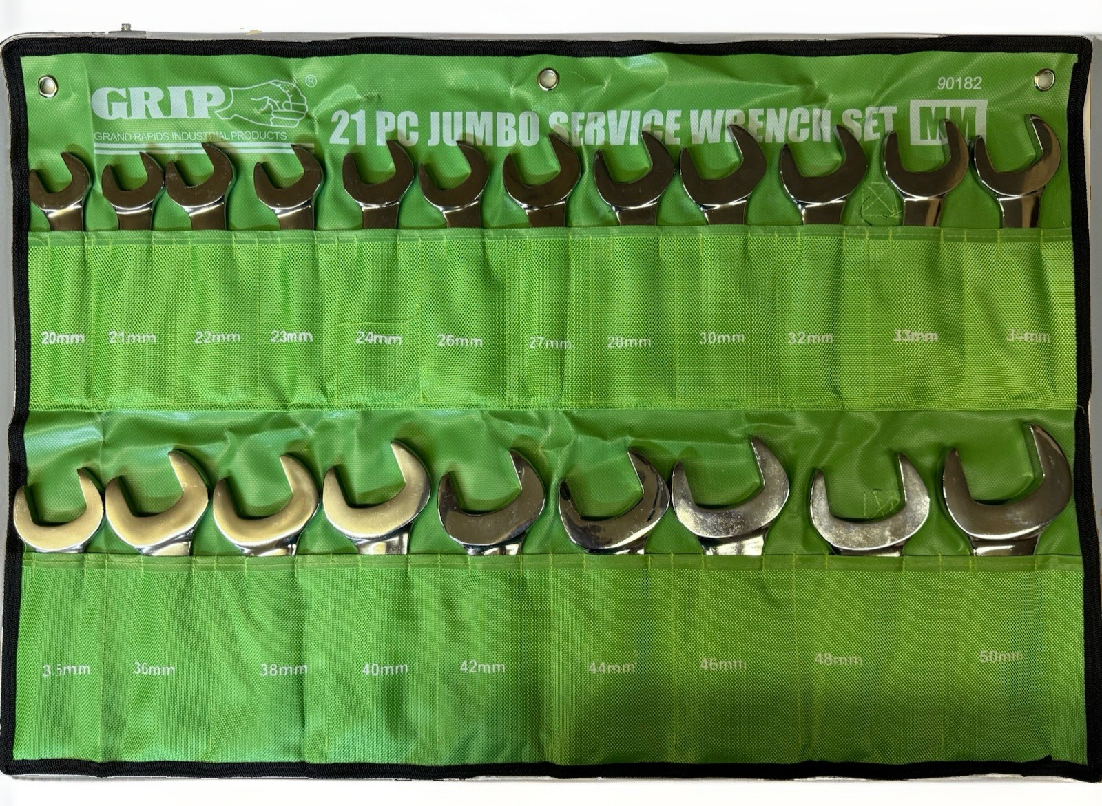 21pc GRIP Metric Service Wrench Set Farmer Style 20mm – 50mm MM Jumbo 90182 STD