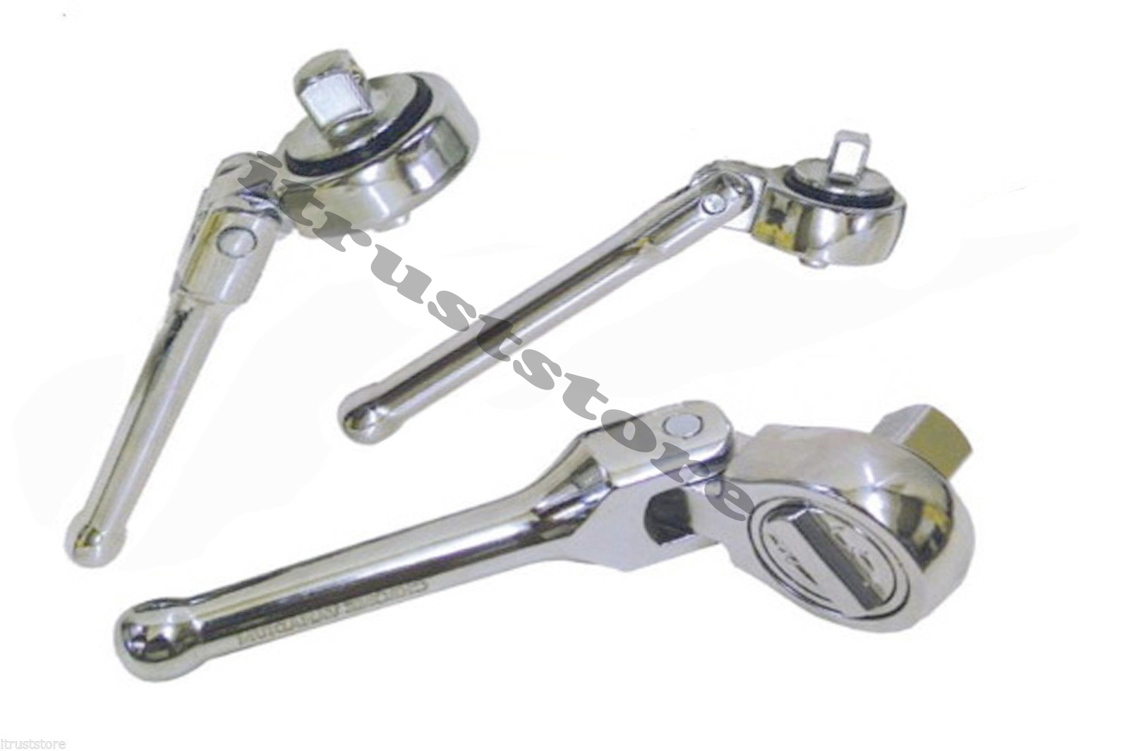 3 PC 1/4″ 3/8″ 1/2″ Drive Stubby Ratchet Short Wrench Socket Set