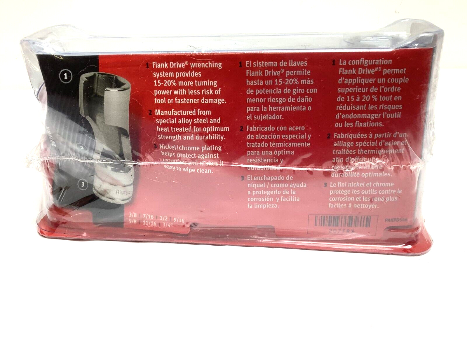 NEW Snap-on™ 3/8″ drive 3/8″ – 3/4″ 6-pt Flare Line Nut Socket Set 207FRX SEALed