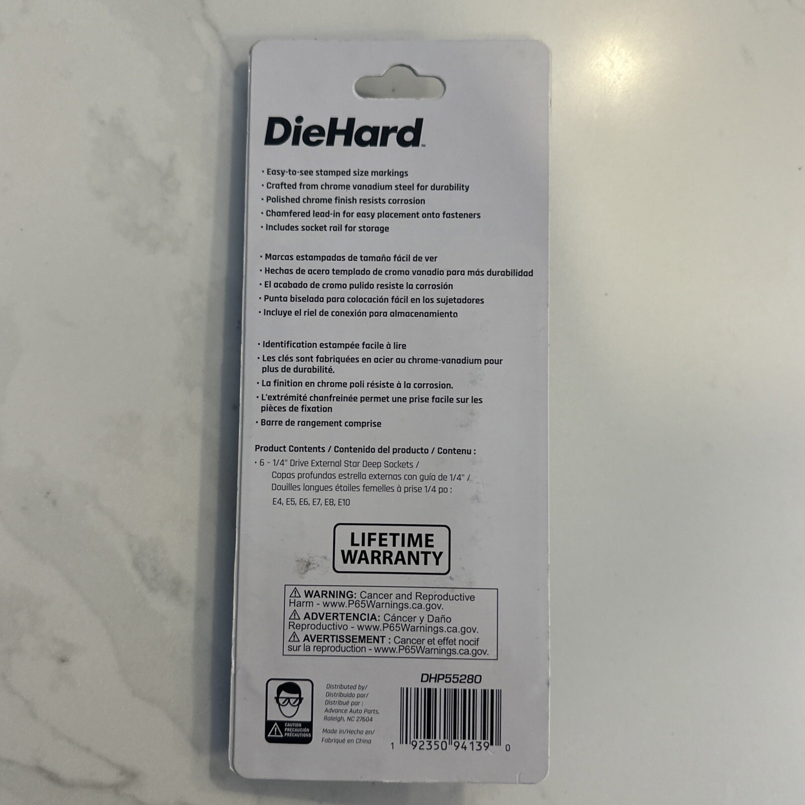 Diehard DHP55280 6 Piece 1/4″ Drive External Star Deep Socket Set – New