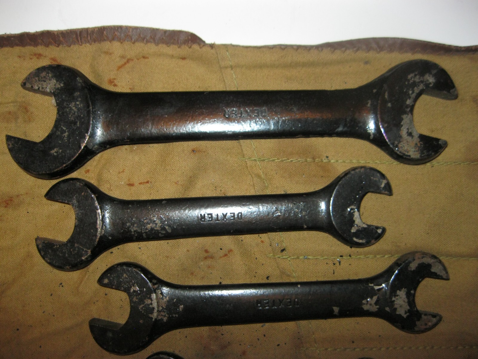 Vintage RARE Dexter Open End Wrench Set and hex wrench set in original pouch.