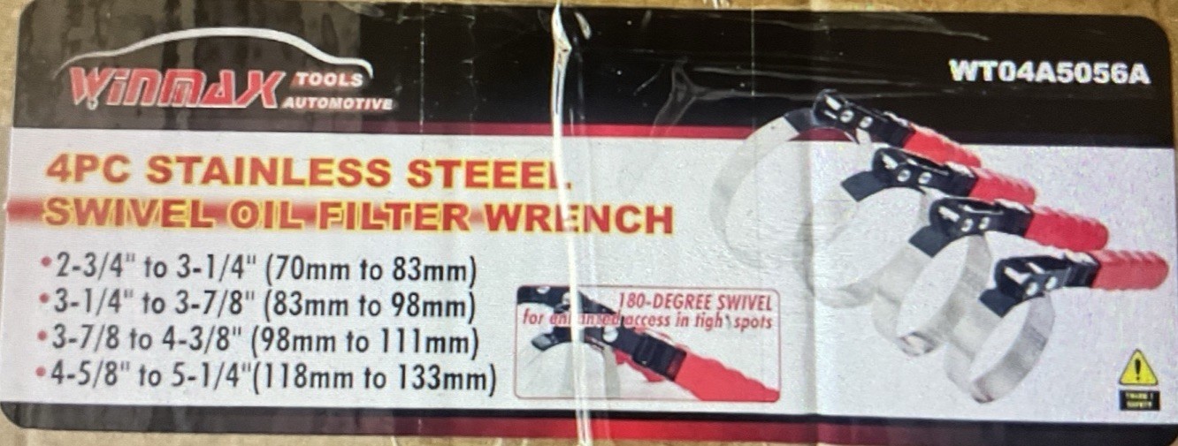 New 4 PC Stainless Steel Swivel Oil Filter Wrench Set 2-3/4” To 5-1/4” Mechanic