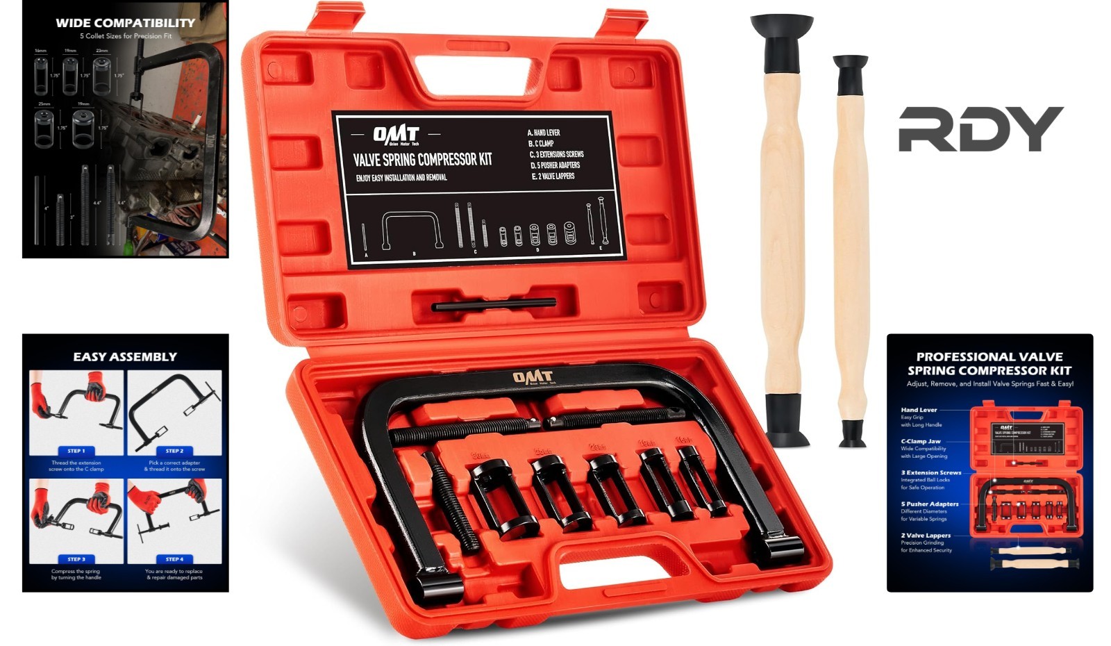 10-Piece Valve Spring Compressor Set with Durable C Clamp for Safe Maintenance