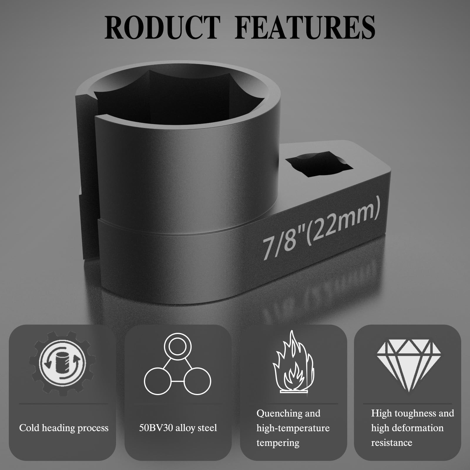 Offset O2 Sensor Socket, 7/8-Inch (22mm), 3/8-Inch Drive, Slotted…