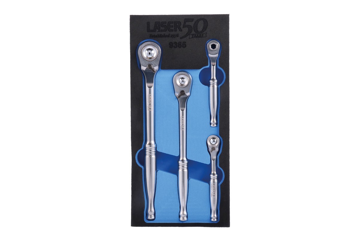 Laser Tools 9365 Stainless Steel High-Quality Ratchet 4 Piece Set