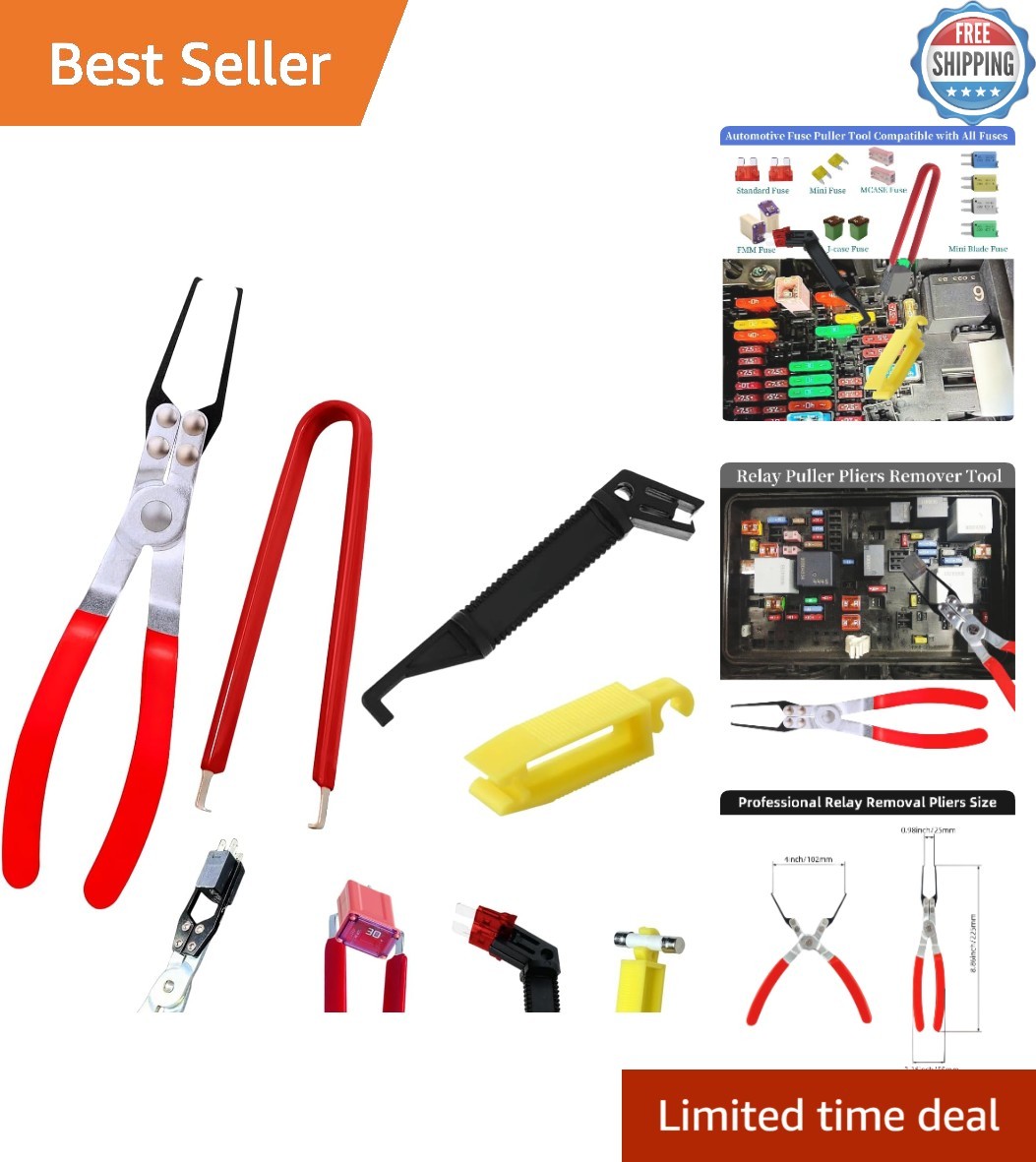 Thin Tip Automotive Relay & Fuse Puller Set – Access Hard-to- Areas Safely