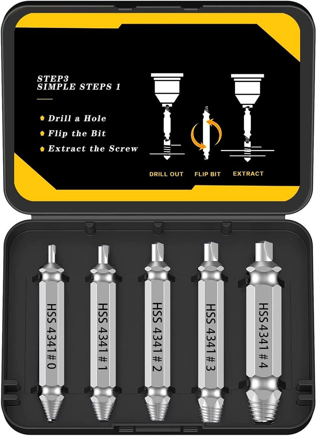 Industrial Grey Finish Screw Extractor Set
