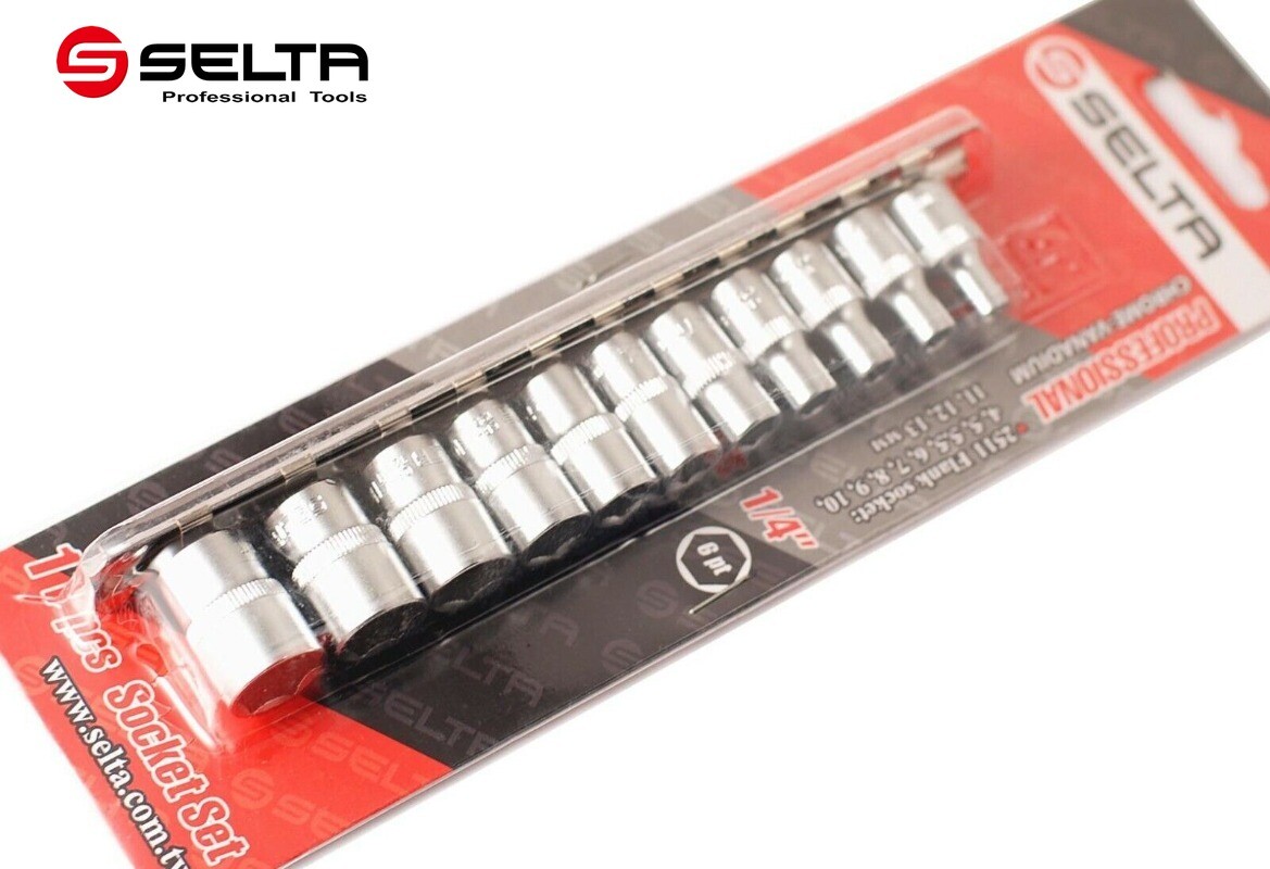 Selta Taiwan 11pc 1/4″ Dr. 6pt Regular Socket Set: 4-5-5.5-6-7-8-9-10-11-12-13mm