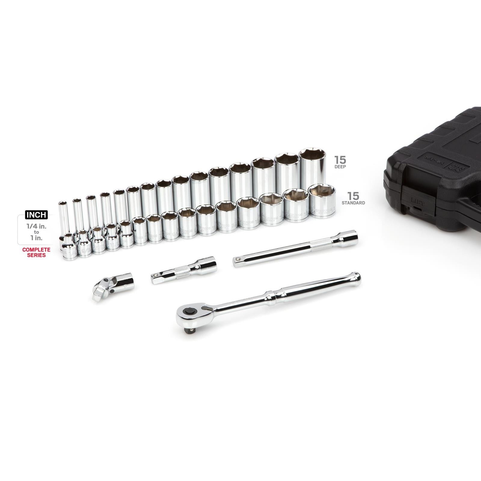 Tekton SKT15101 3/8″ Drive 6-Point Socket/Ratchet Set, 34-Piece