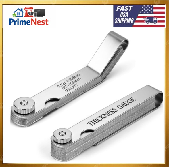 Feeler Gauge Set 2pcs Stainless Steel 32 Straight 16 Offset Blades SAE Metric