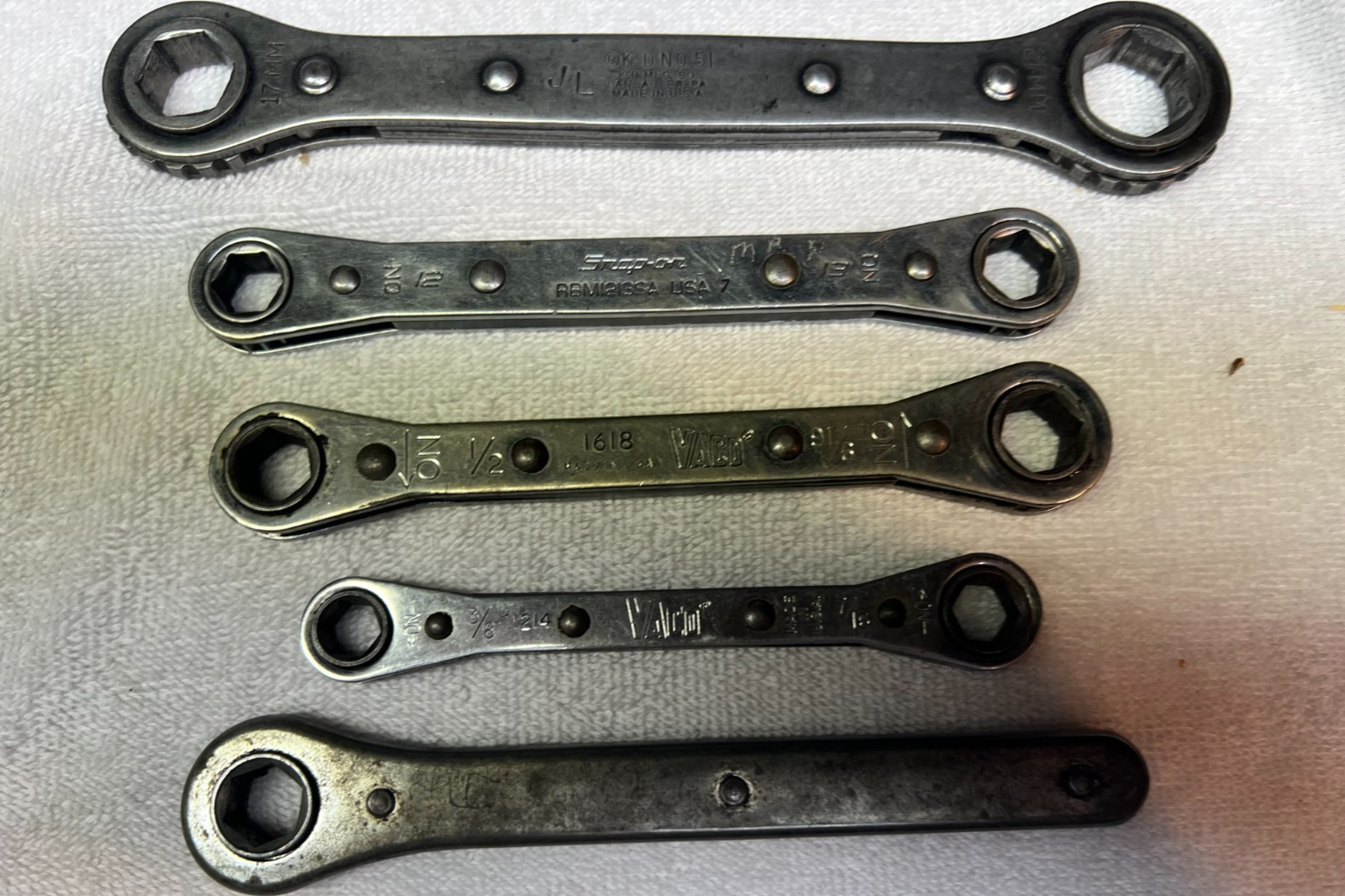 Snap on/KD-51/VACO/Unknown box end wrenches ratcheting.