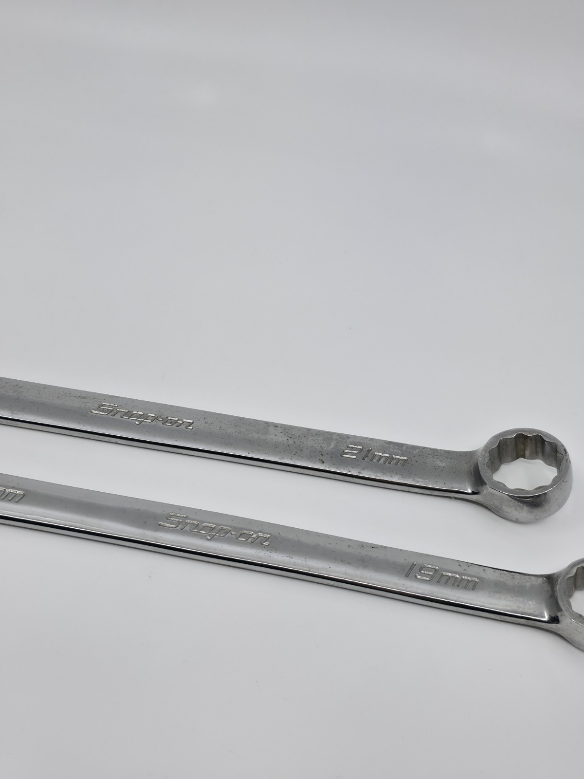 Snap-on 2 Pc Metric Combination Wrench Set 19mm 21mm OEXM190B OEXM210B USA