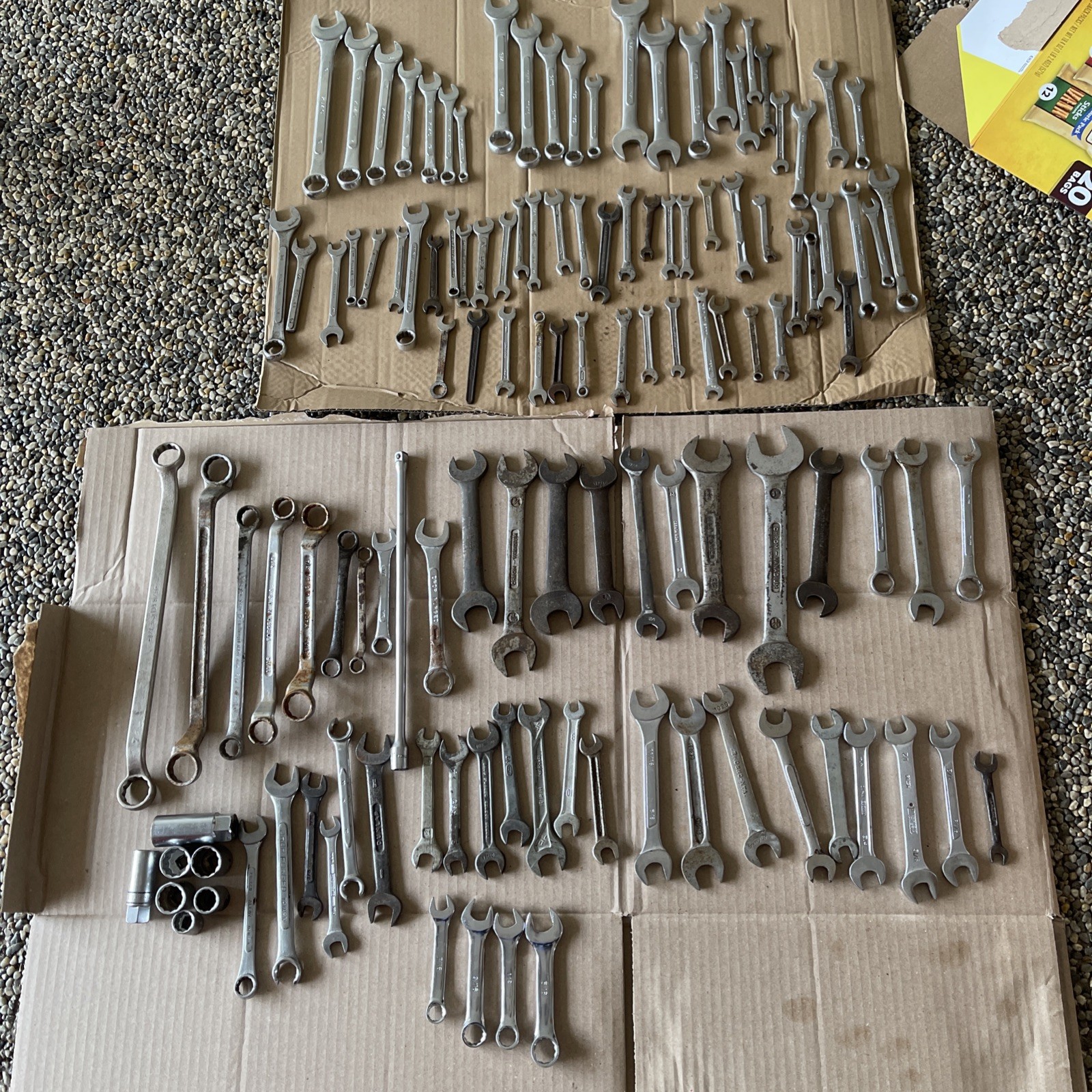 Lot of 120 + Mixed Vintage Combination & Open Box End Wrenches Sockets Tools