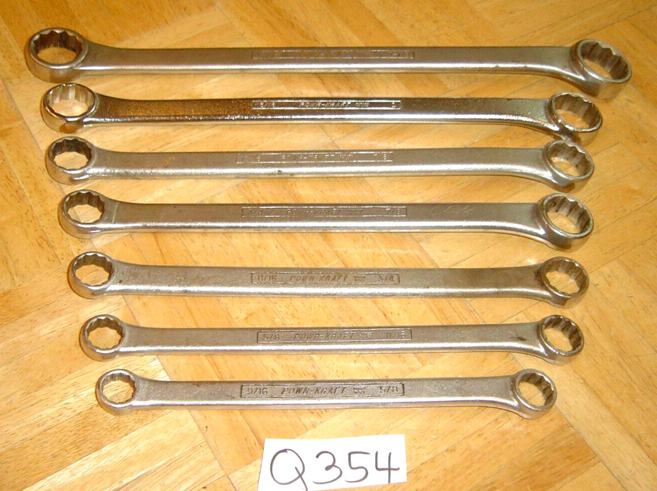 POWR-KRAFT TOOLS VINTAGE 7 PIECE SAE. BOX-END WRENCH SET 9/16 TO 1-1/8