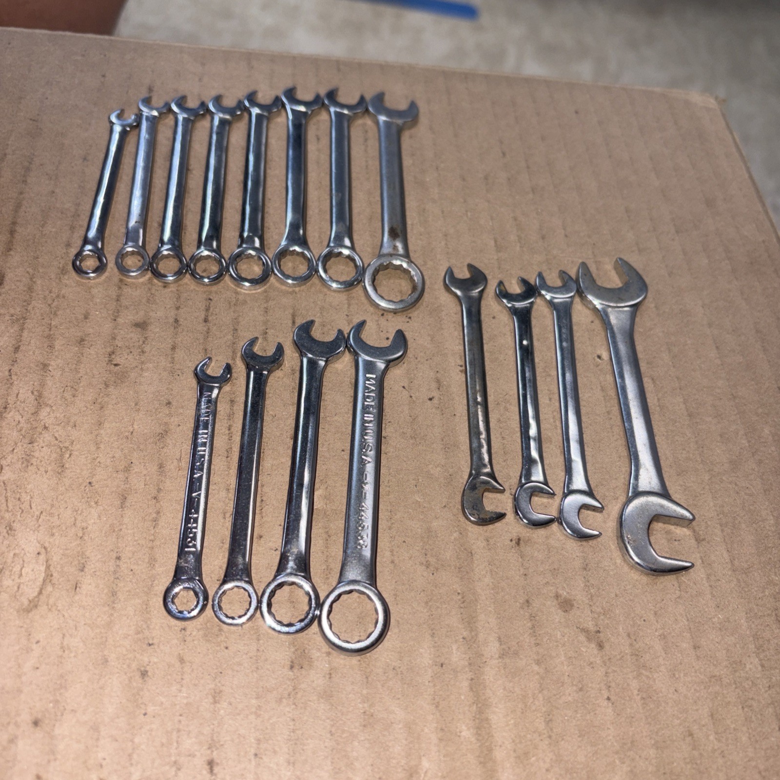 Vtg Lot Of 16 Craftsman Metric & SAE Midget Ignition Wrench Offset & Combinaton